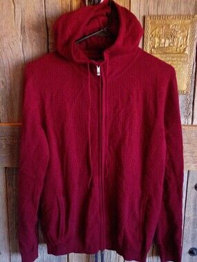 Gobi EUC Mongolian 100% Cashmere Hooded Sweater Maroon L